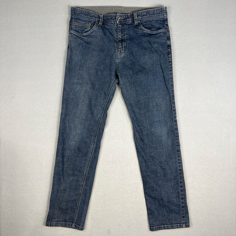 Prana Theorem Jeans Mens 36 (Fit 36x31) Stretch Modern Slim Fit Medium Wash